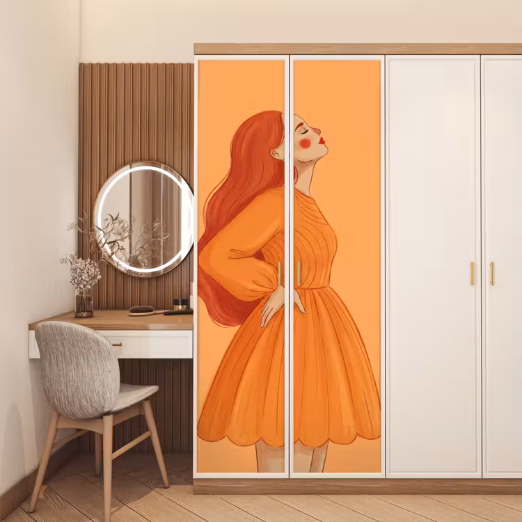 Deursticker - Vrouw - Profiel - Mensen - Modern - Oranje — 5