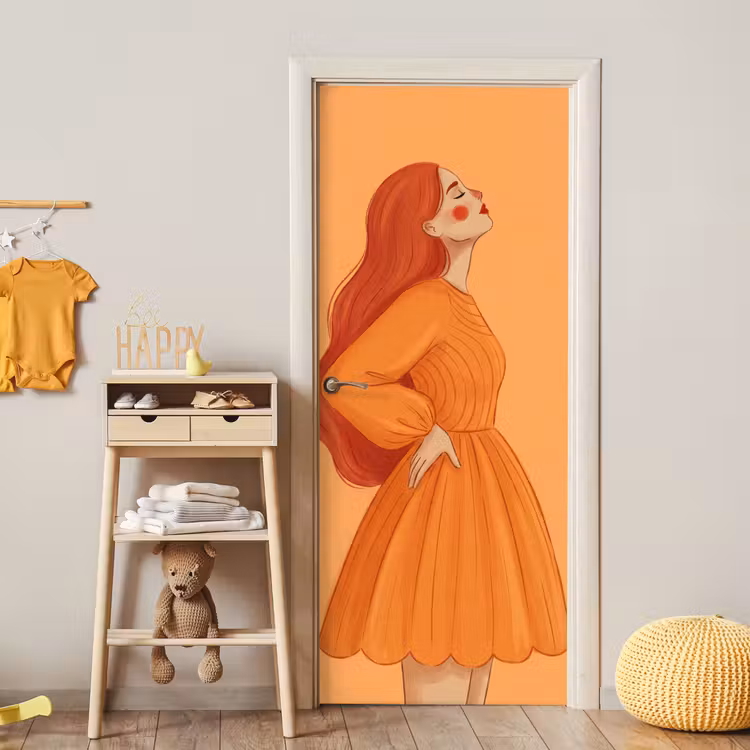 Deursticker - Vrouw - Profiel - Mensen - Modern - Oranje — 6