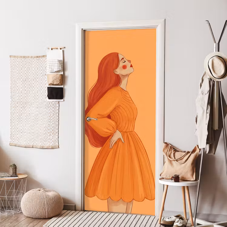 Deursticker - Vrouw - Profiel - Mensen - Modern - Oranje — 8