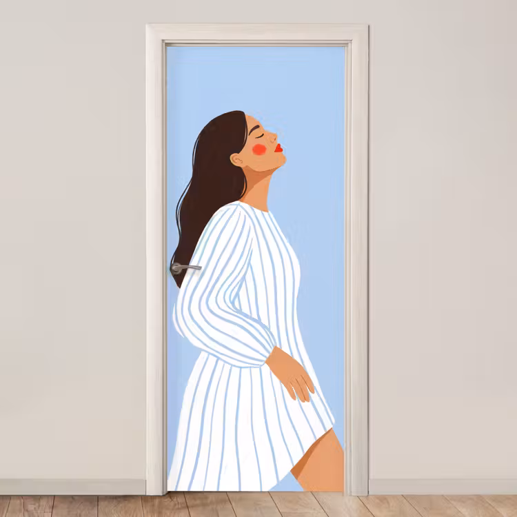 Deursticker - Vrouw - Profiel - Rust - Modern - Illustratie — 1