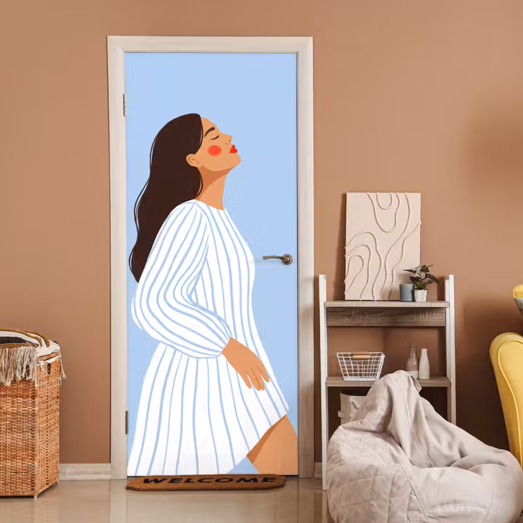 Deursticker - Vrouw - Profiel - Rust - Modern - Illustratie — 2