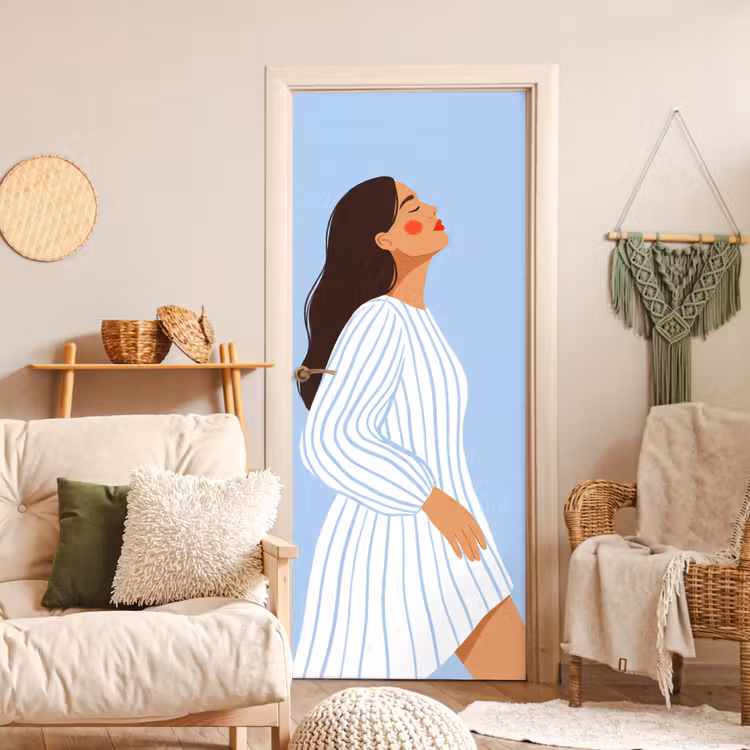 Deursticker - Vrouw - Profiel - Rust - Modern - Illustratie — 4