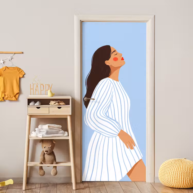 Deursticker - Vrouw - Profiel - Rust - Modern - Illustratie — 6