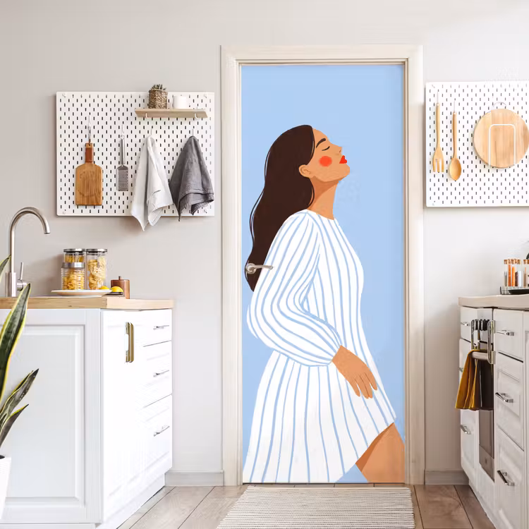 Deursticker - Vrouw - Profiel - Rust - Modern - Illustratie — 7