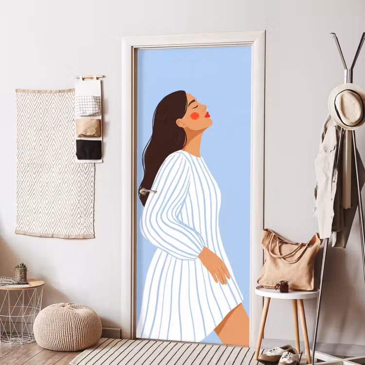 Deursticker - Vrouw - Profiel - Rust - Modern - Illustratie — 8