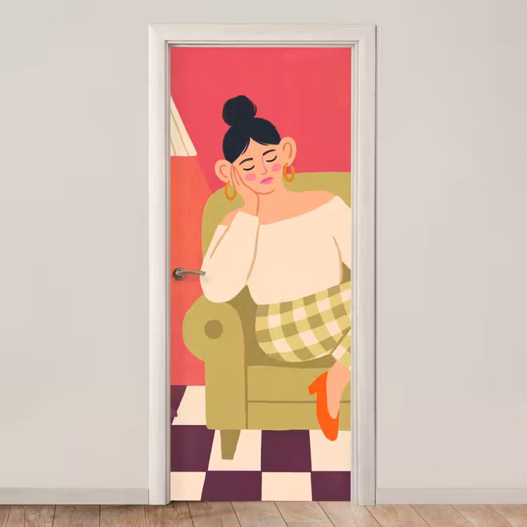 Deursticker - Vrouw - Rust - Interieur - Modern - Kunst — 1