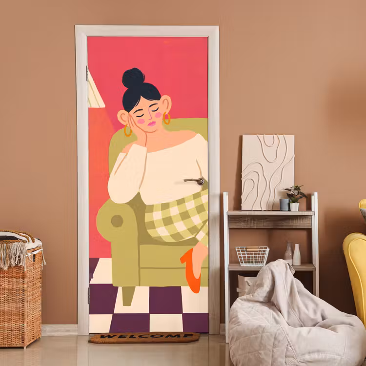 Deursticker - Vrouw - Rust - Interieur - Modern - Kunst — 2