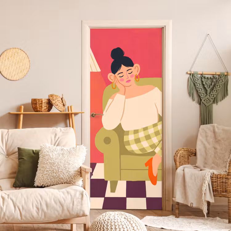 Deursticker - Vrouw - Rust - Interieur - Modern - Kunst — 4