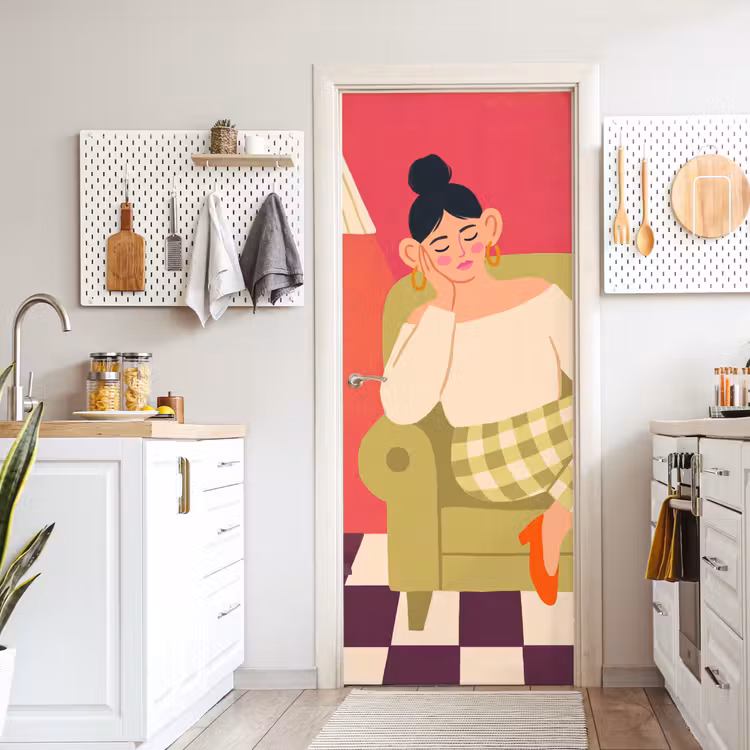 Deursticker - Vrouw - Rust - Interieur - Modern - Kunst — 7