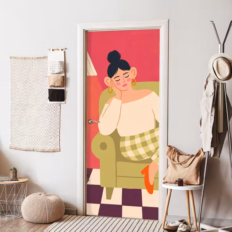 Deursticker - Vrouw - Rust - Interieur - Modern - Kunst — 8