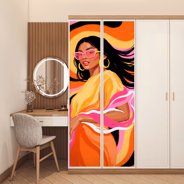 Deursticker - Vrouw - Zonnebril - Abstract - Kleurrijk — 5