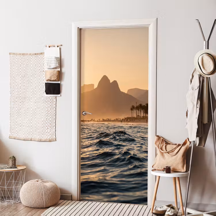 Deursticker - Zee - Golven - Zonsondergang - Kust - Goud — 8