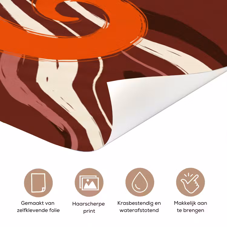 Deursticker - Zeepaardje - Golven - Zeeleven - Abstract - Oranje — 3