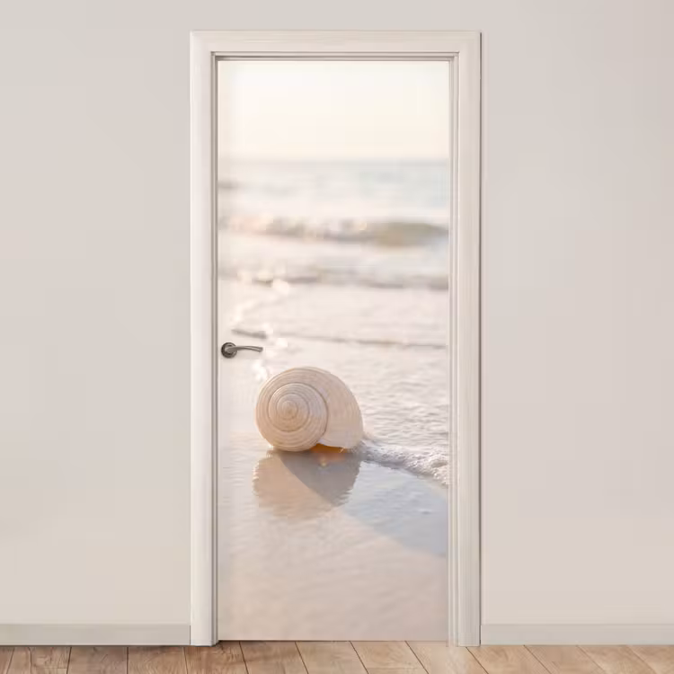 Deursticker - Zeeschelp - Strand - Zee - Natuur - Beige — 1