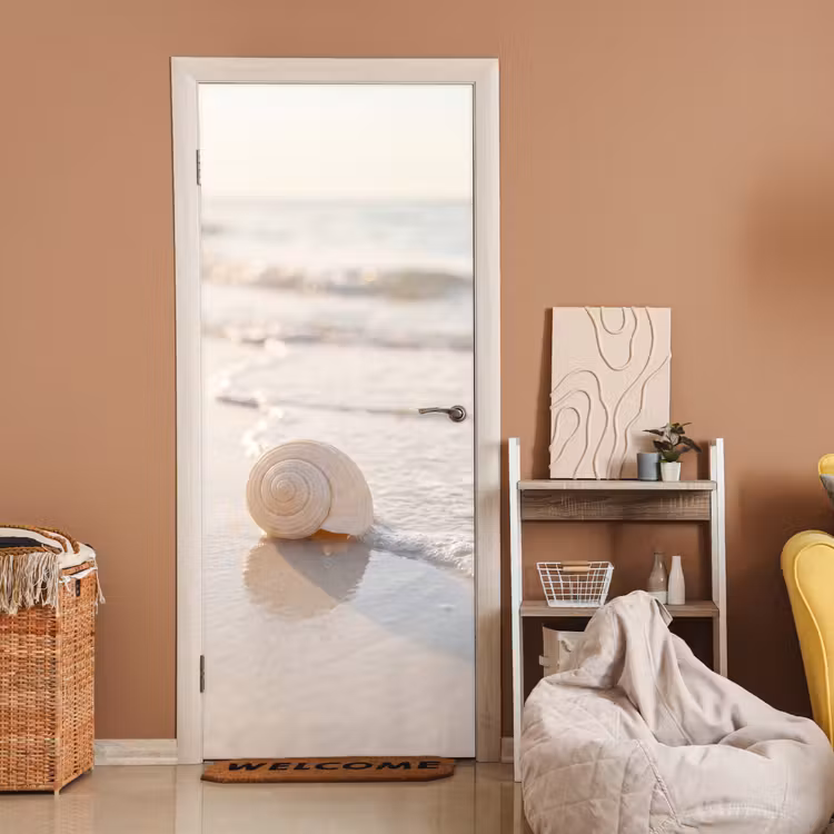 Deursticker - Zeeschelp - Strand - Zee - Natuur - Beige — 2