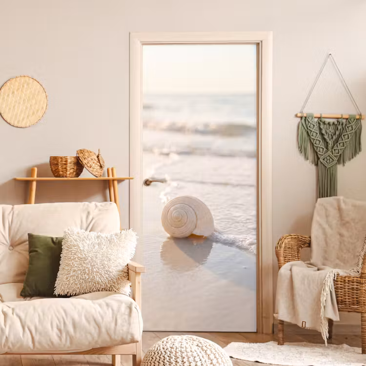 Deursticker - Zeeschelp - Strand - Zee - Natuur - Beige — 4