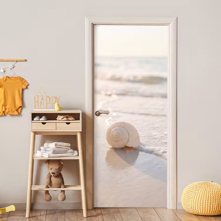 Deursticker - Zeeschelp - Strand - Zee - Natuur - Beige — 6