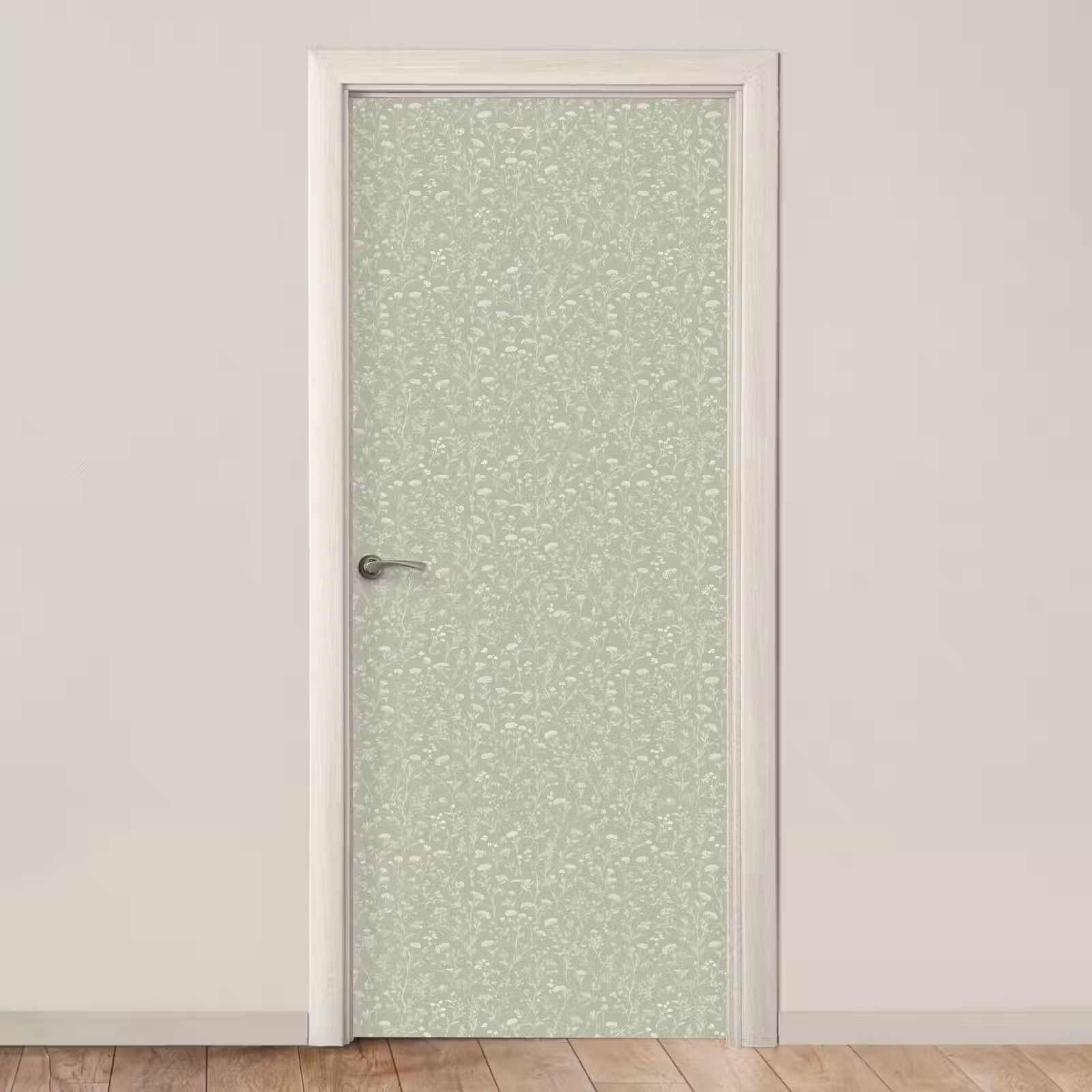 Deursticker met naam - Bloemen - Patroon - Groen — 1