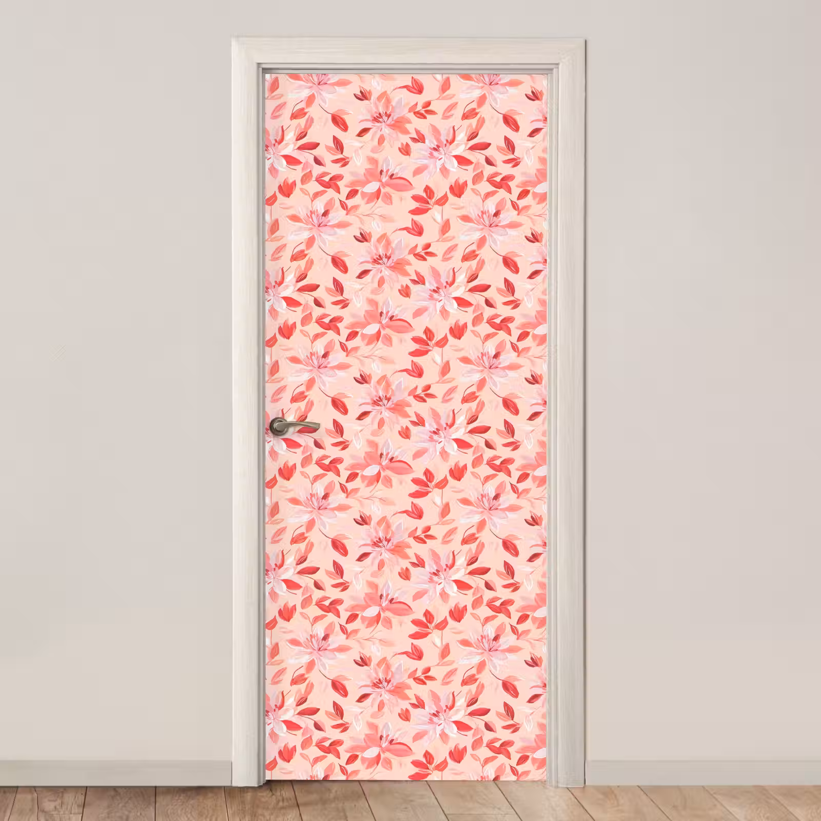 Deursticker met naam - Botanisch - Bloemen - Rood — 1