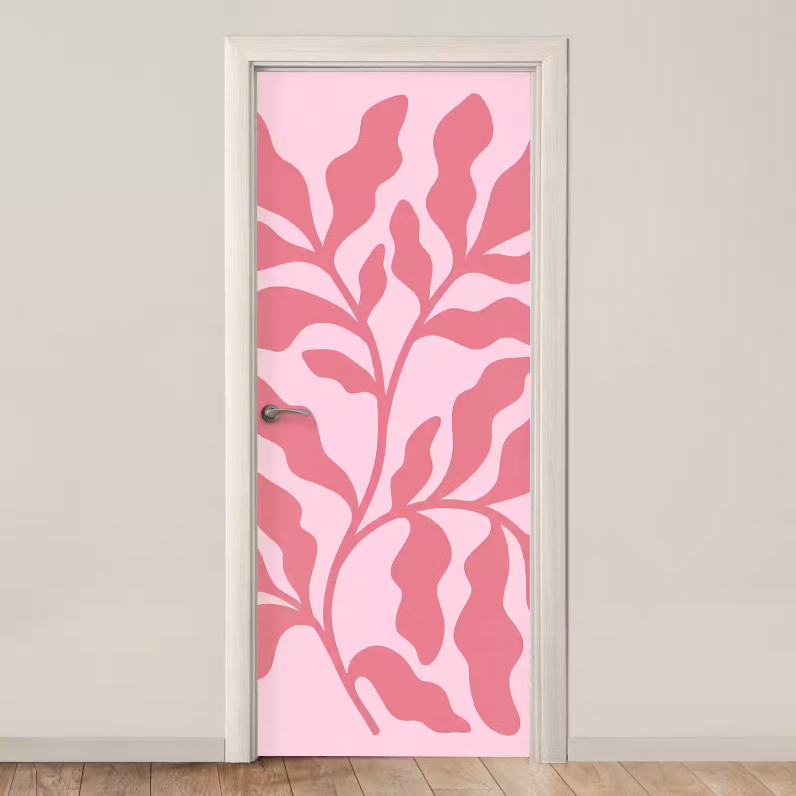 Deursticker - Planten - Organisch - Abstract - Modern - Roze — 1