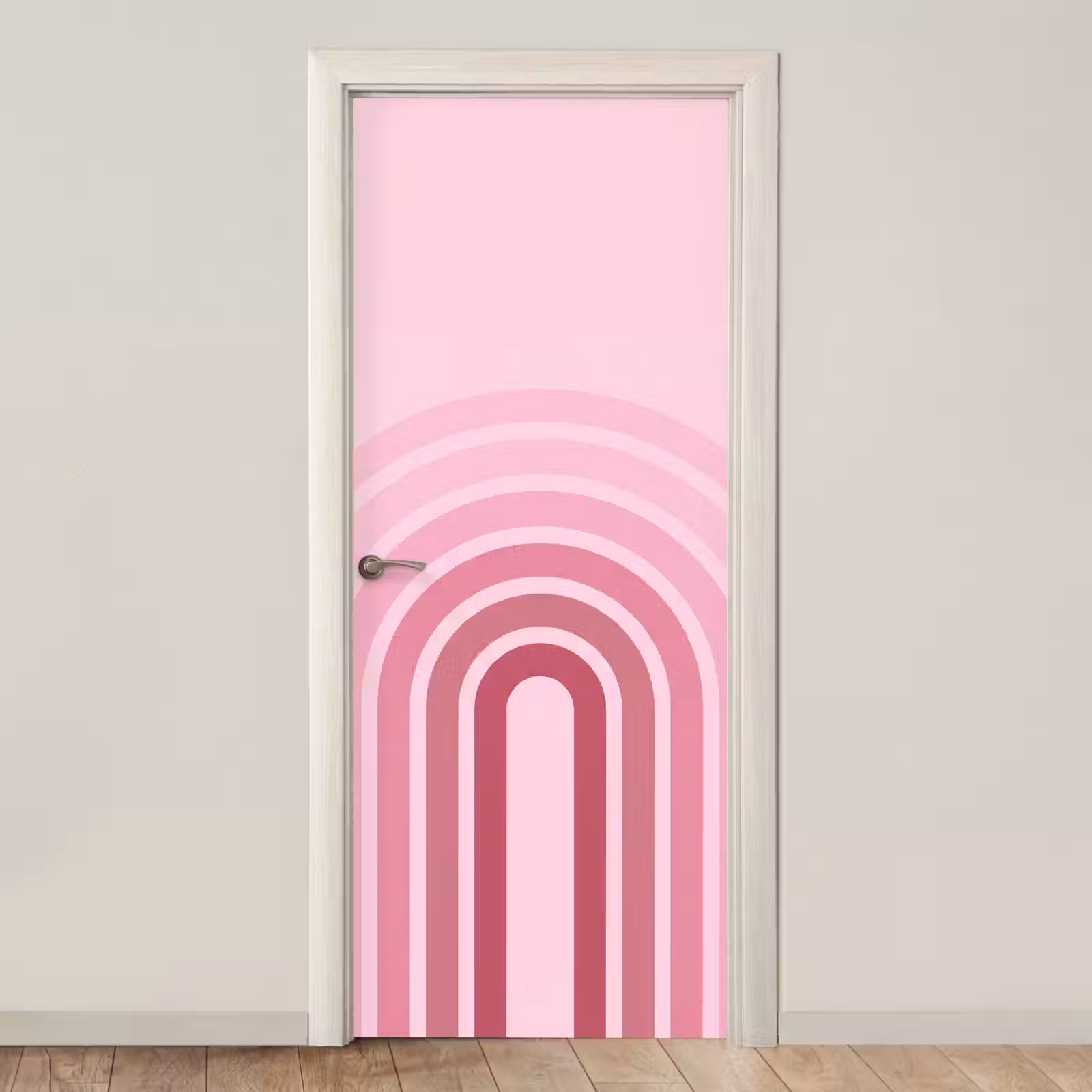 Deursticker - Regenboog - Roze - Abstract - Modern - Minimalistisch — 1