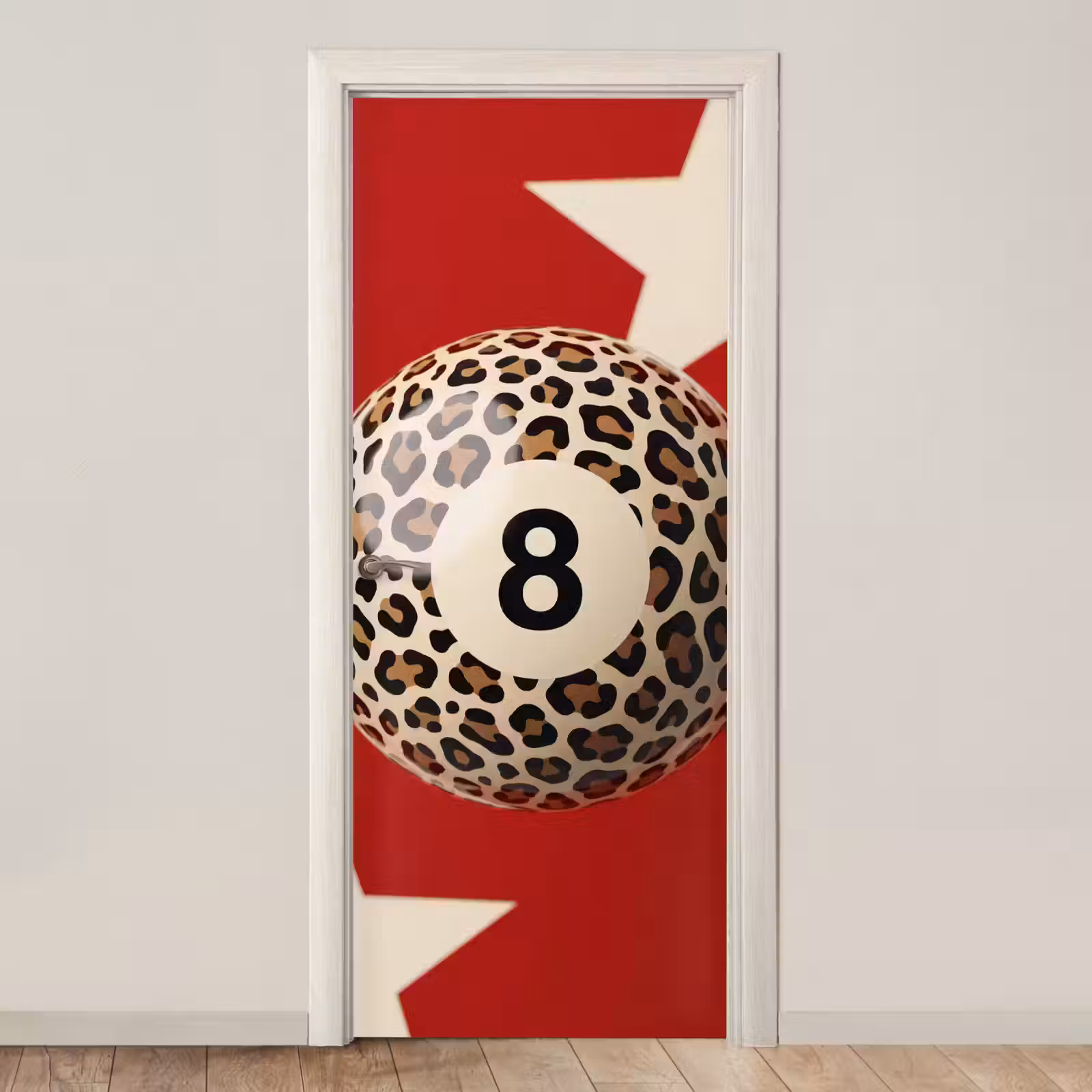 Deursticker - Spel - Dierenprint - Nummer 8 - Modern - Rood — 1