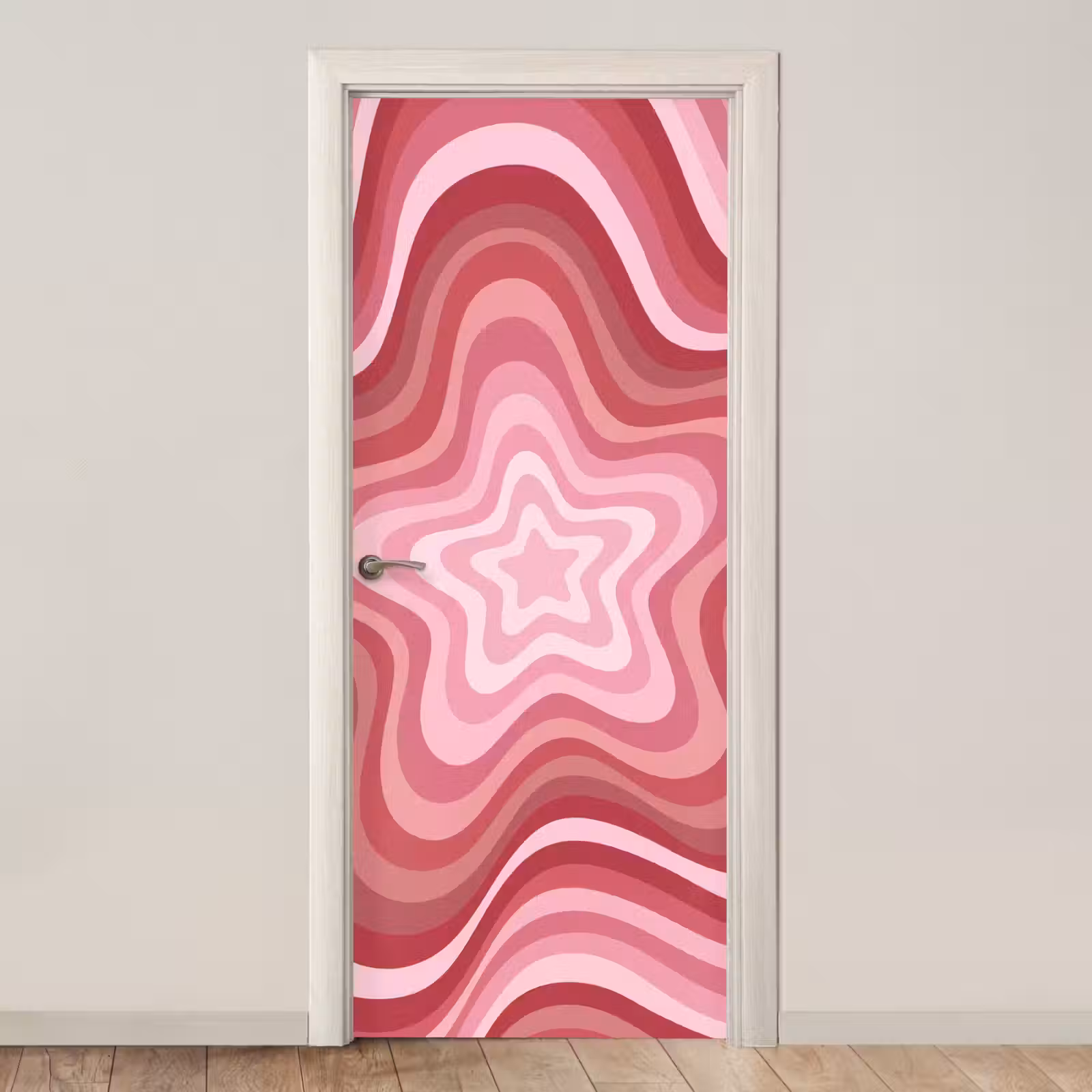 Deursticker - Ster - Golvend - Abstract - Roze — 1