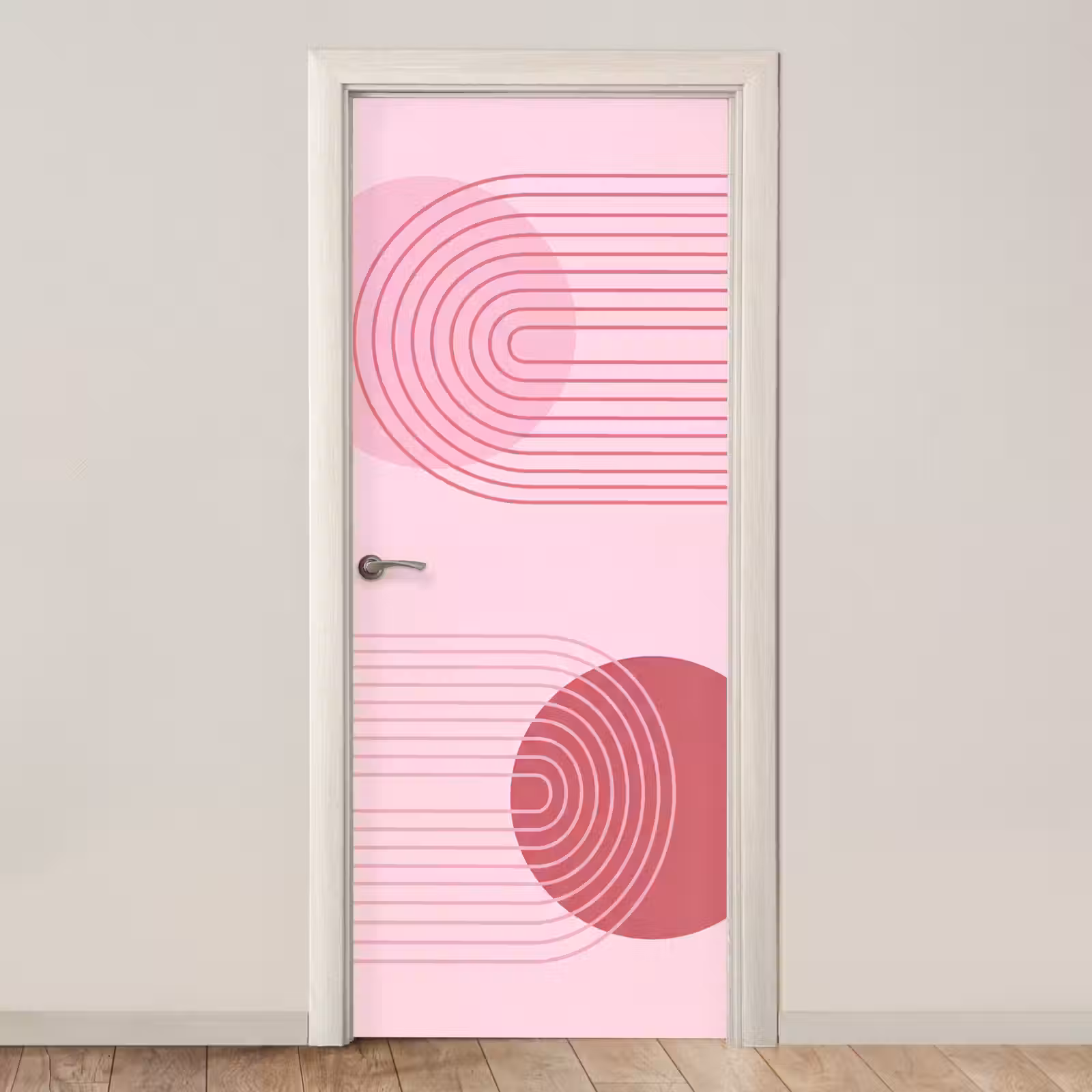 Deursticker - Vormen - Lijnen - Minimalistisch - Roze — 1