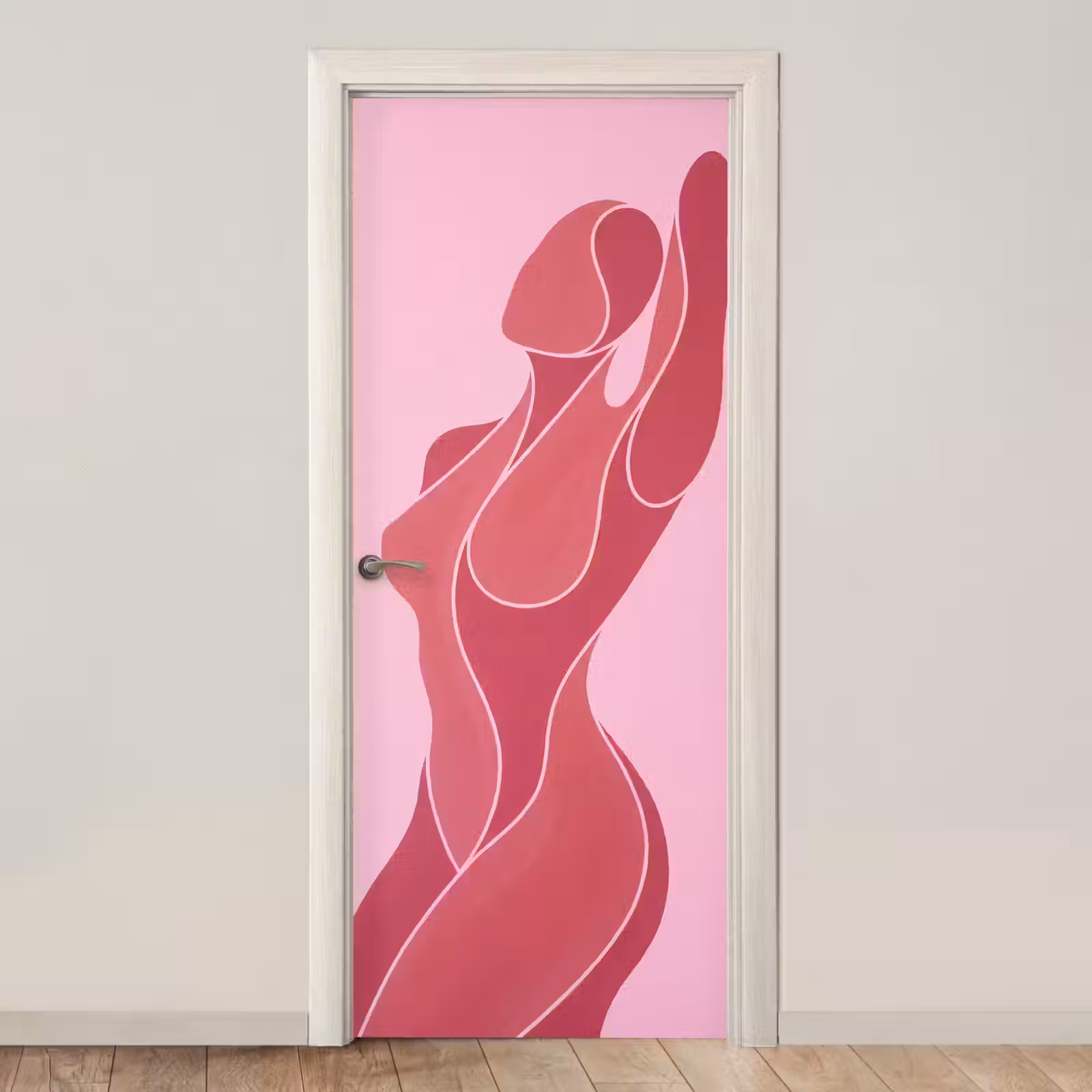 Deursticker - Vrouw - Lichaam - Abstract - Roze — 1