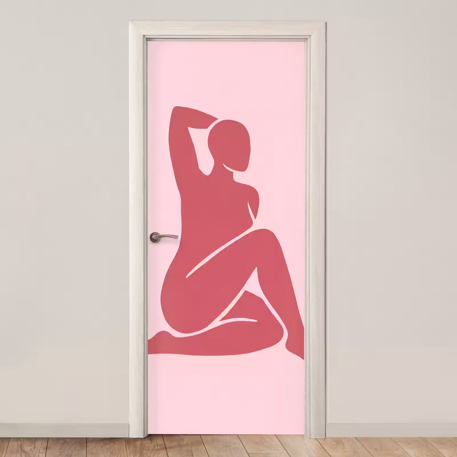 Deursticker - Vrouw - Silhouet - Abstract - Modern - Roze — 1