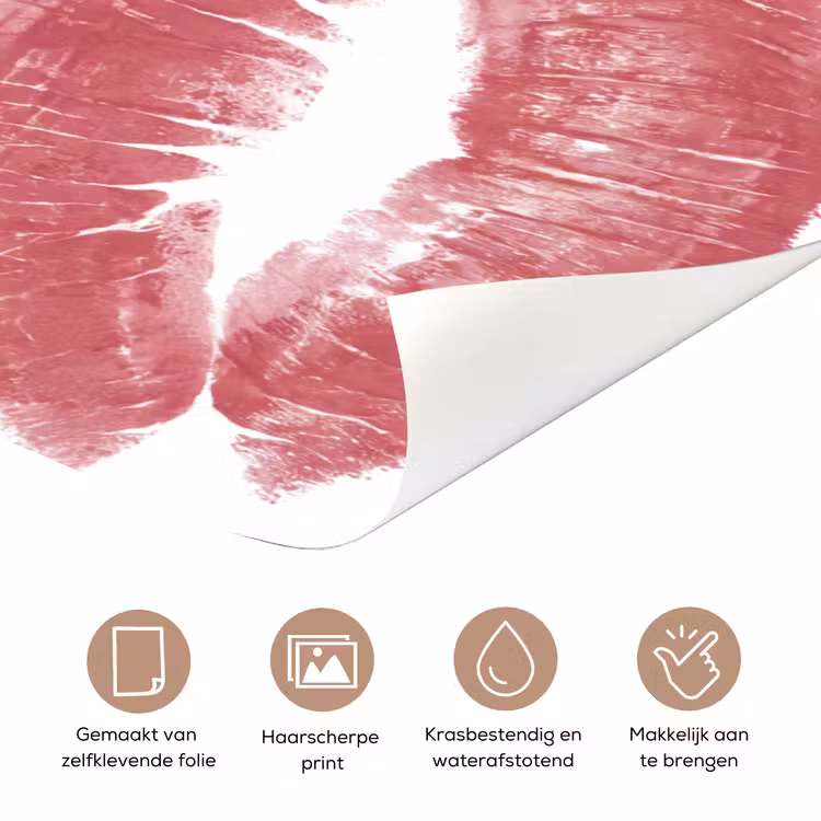 Deursticker - Lippen - Kusafdruk - Roze - Modern - Abstract — 3
