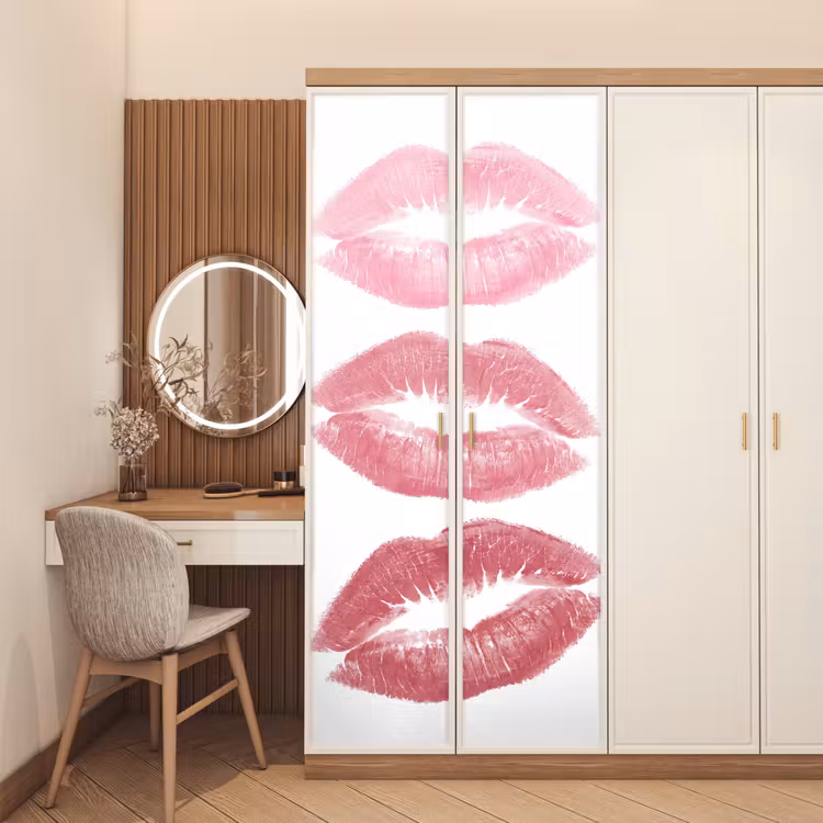 Deursticker - Lippen - Kusafdruk - Roze - Modern - Abstract — 5