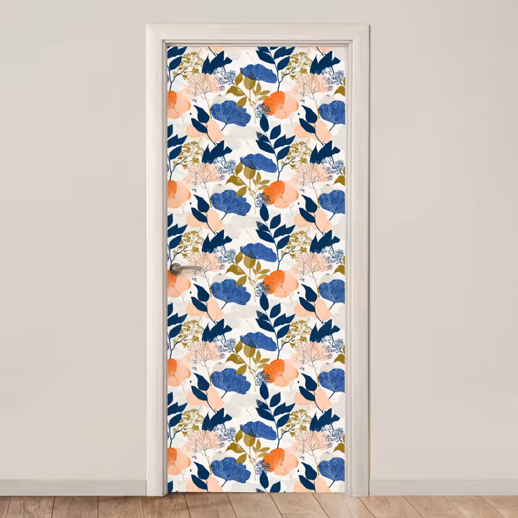 Deursticker met naam - Bloemen - Botanisch - Kleurrijk — 1