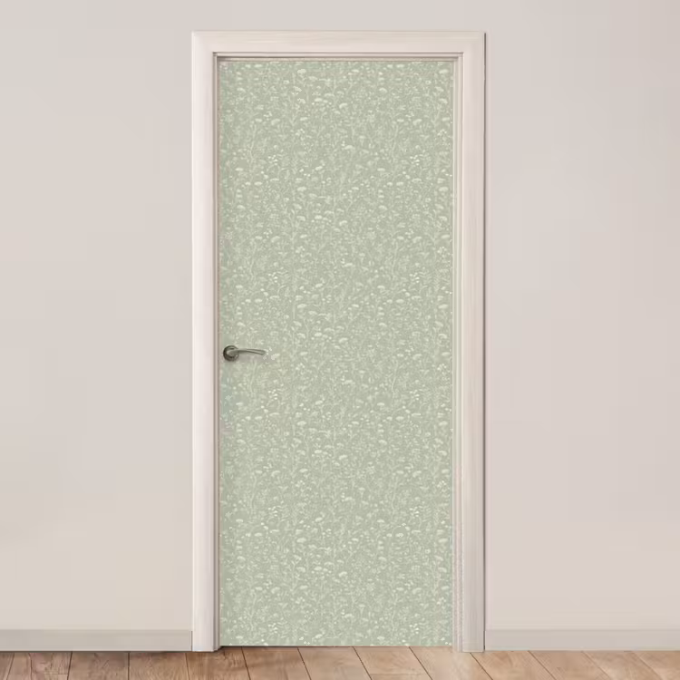 Deursticker met naam - Bloemen - Patroon - Groen — 1