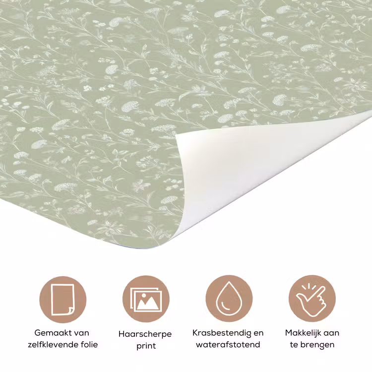 Deursticker met naam - Bloemen - Patroon - Groen — 3