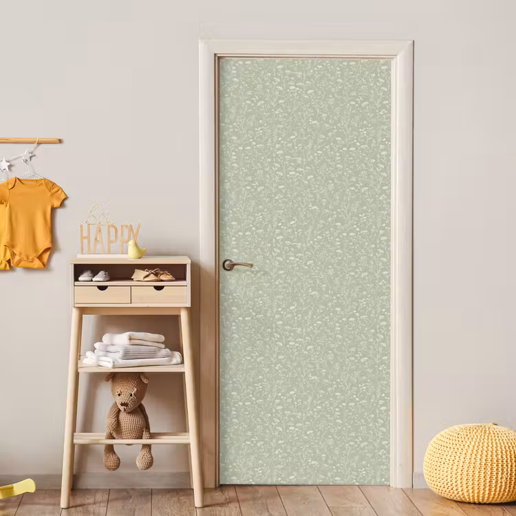 Deursticker met naam - Bloemen - Patroon - Groen — 6