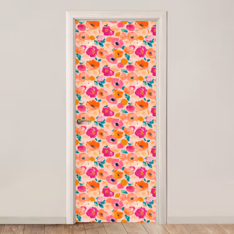 Deursticker met naam - Bloesems - Vrolijk - Kleurrijk — 1