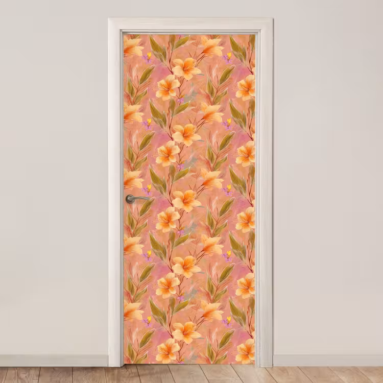 Deursticker met naam - Botanisch - Bloemen - Kleurrijk — 1