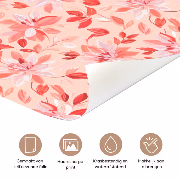 Deursticker met naam - Botanisch - Bloemen - Rood — 3