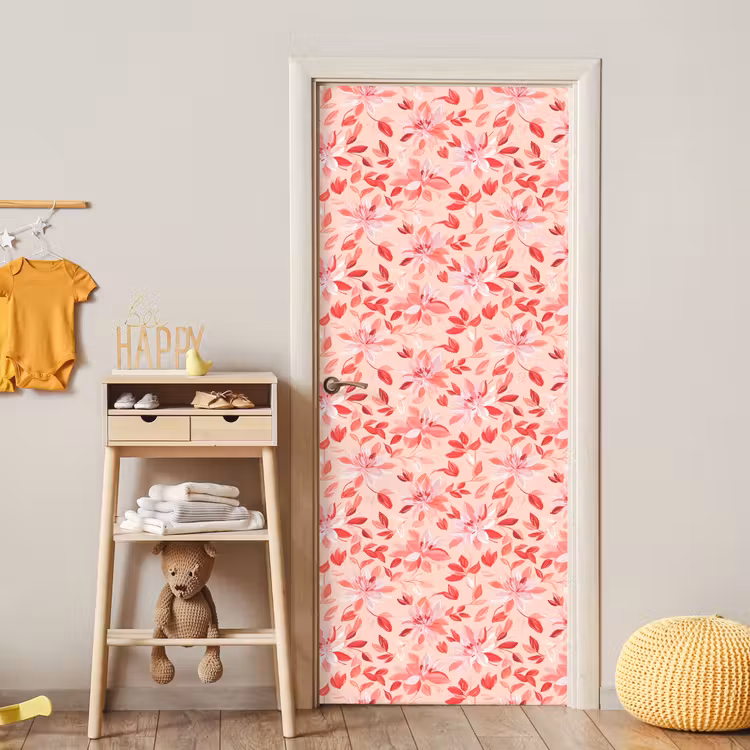 Deursticker met naam - Botanisch - Bloemen - Rood — 6