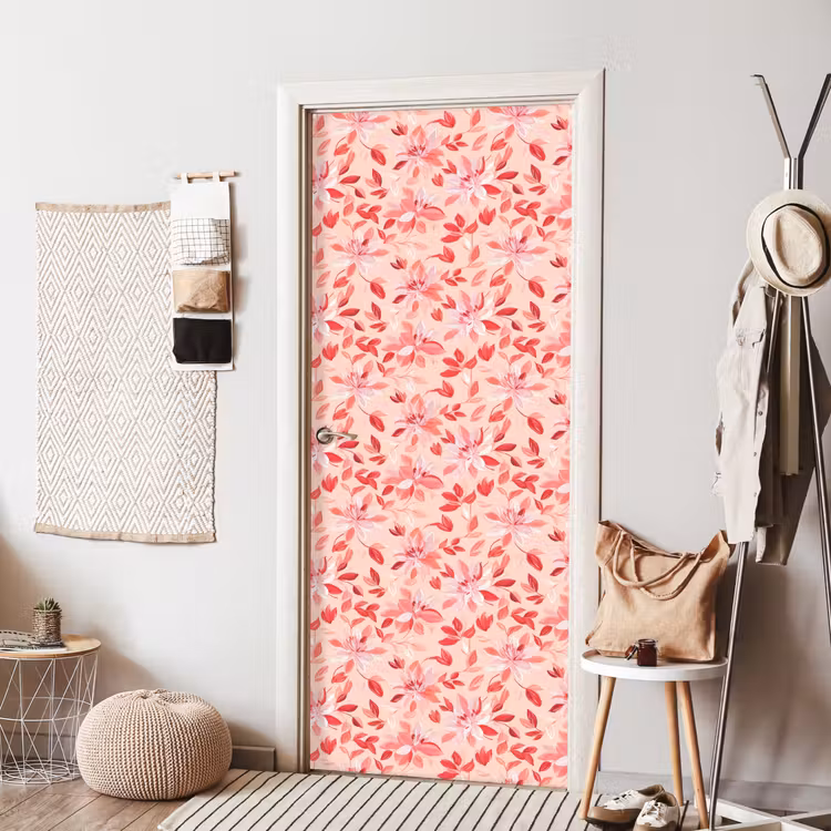 Deursticker met naam - Botanisch - Bloemen - Rood — 8
