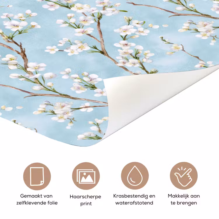Deursticker met naam - Kersenbloesem - Textuur - Blauw — 3