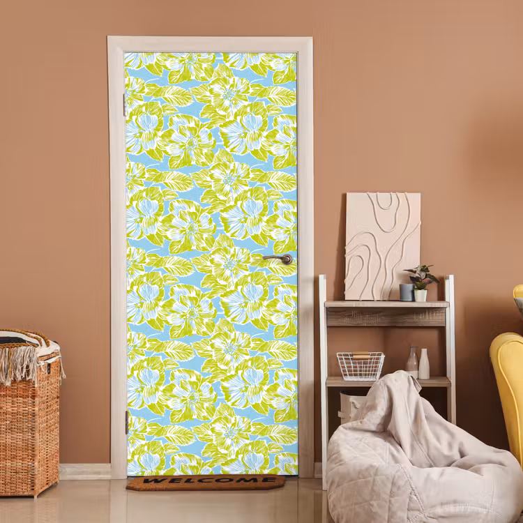 Deursticker met naam - Modern - Bloemen - Groen — 2