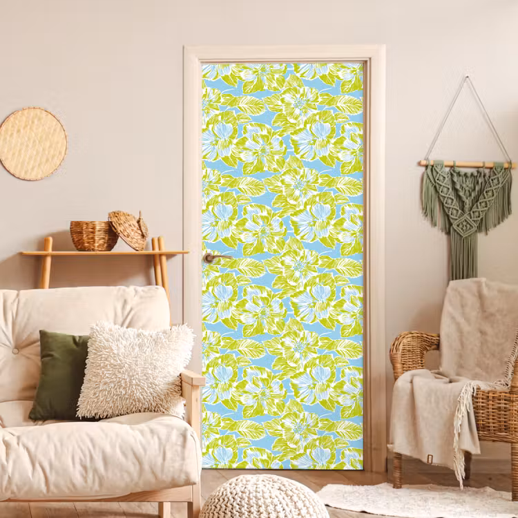 Deursticker met naam - Modern - Bloemen - Groen — 4