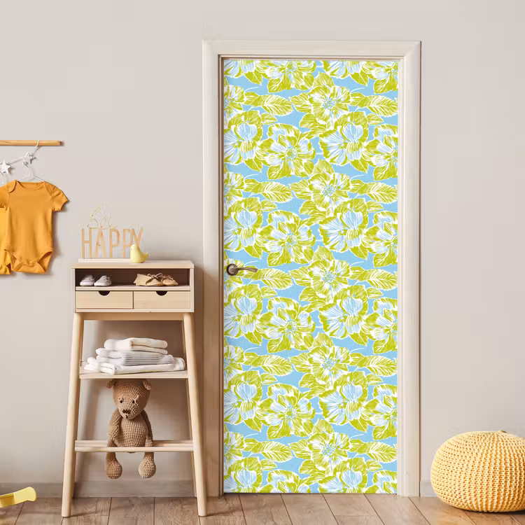 Deursticker met naam - Modern - Bloemen - Groen — 6