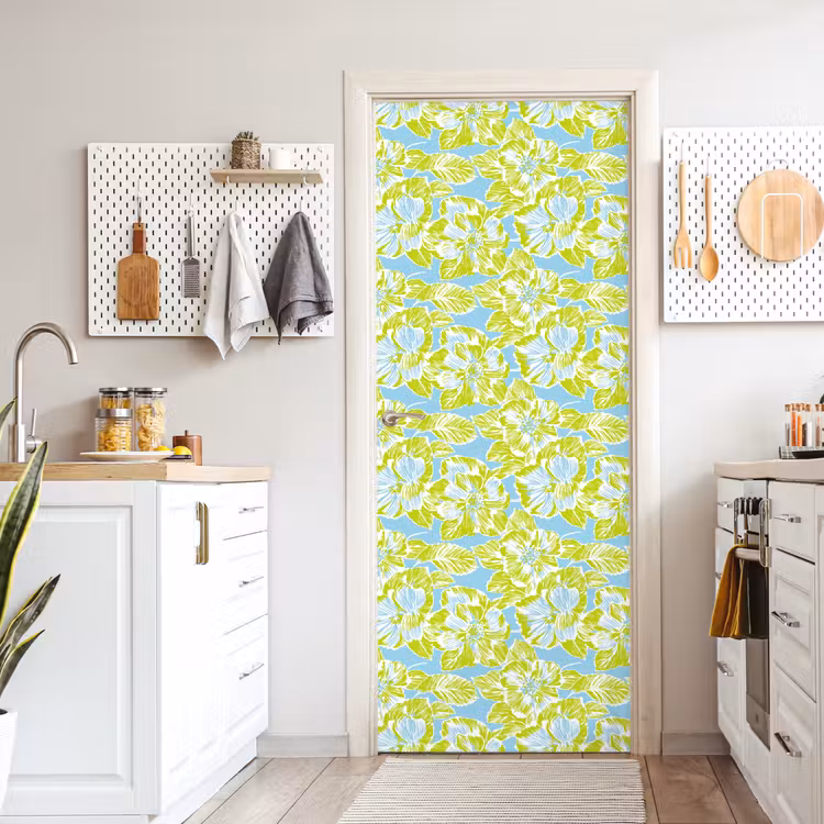Deursticker met naam - Modern - Bloemen - Groen — 7