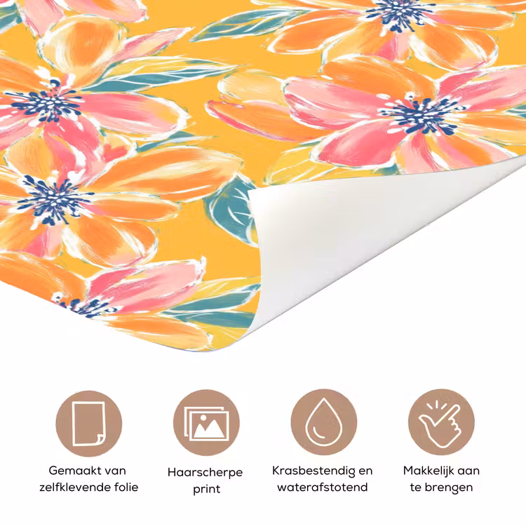 Deursticker met naam - Textuur - Bloemen - Kleurrijk — 3