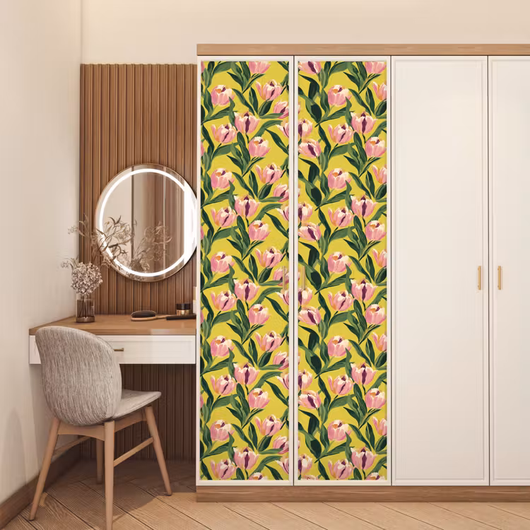 Deursticker met naam - Tulpen - Botanisch - Geel — 5