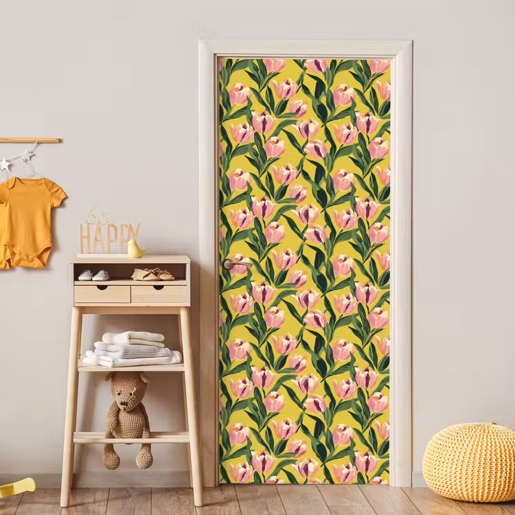 Deursticker met naam - Tulpen - Botanisch - Geel — 6