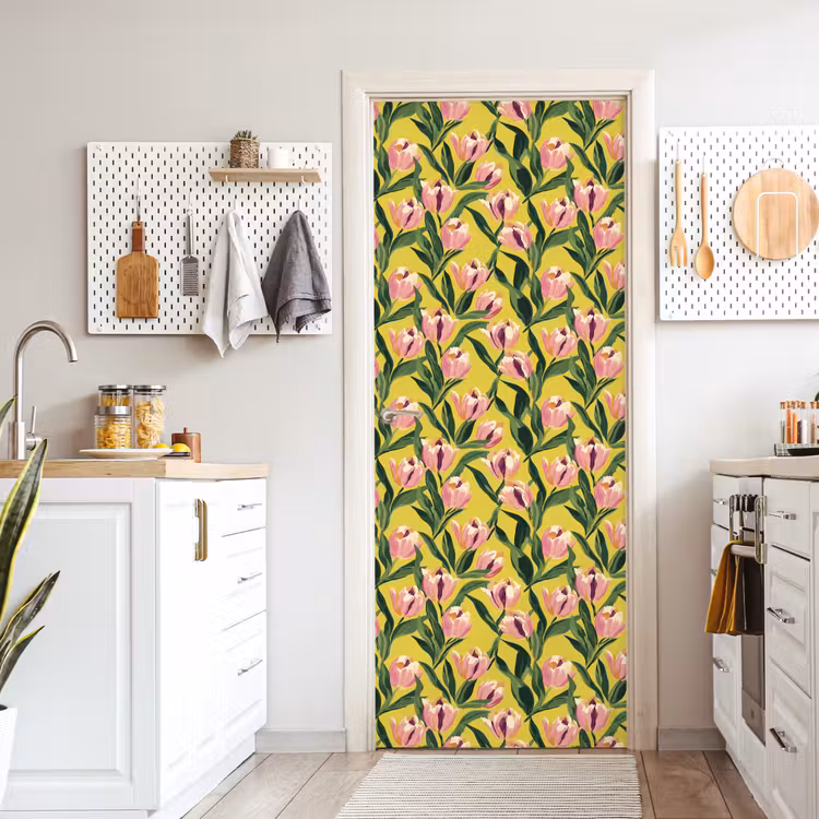 Deursticker met naam - Tulpen - Botanisch - Geel — 7